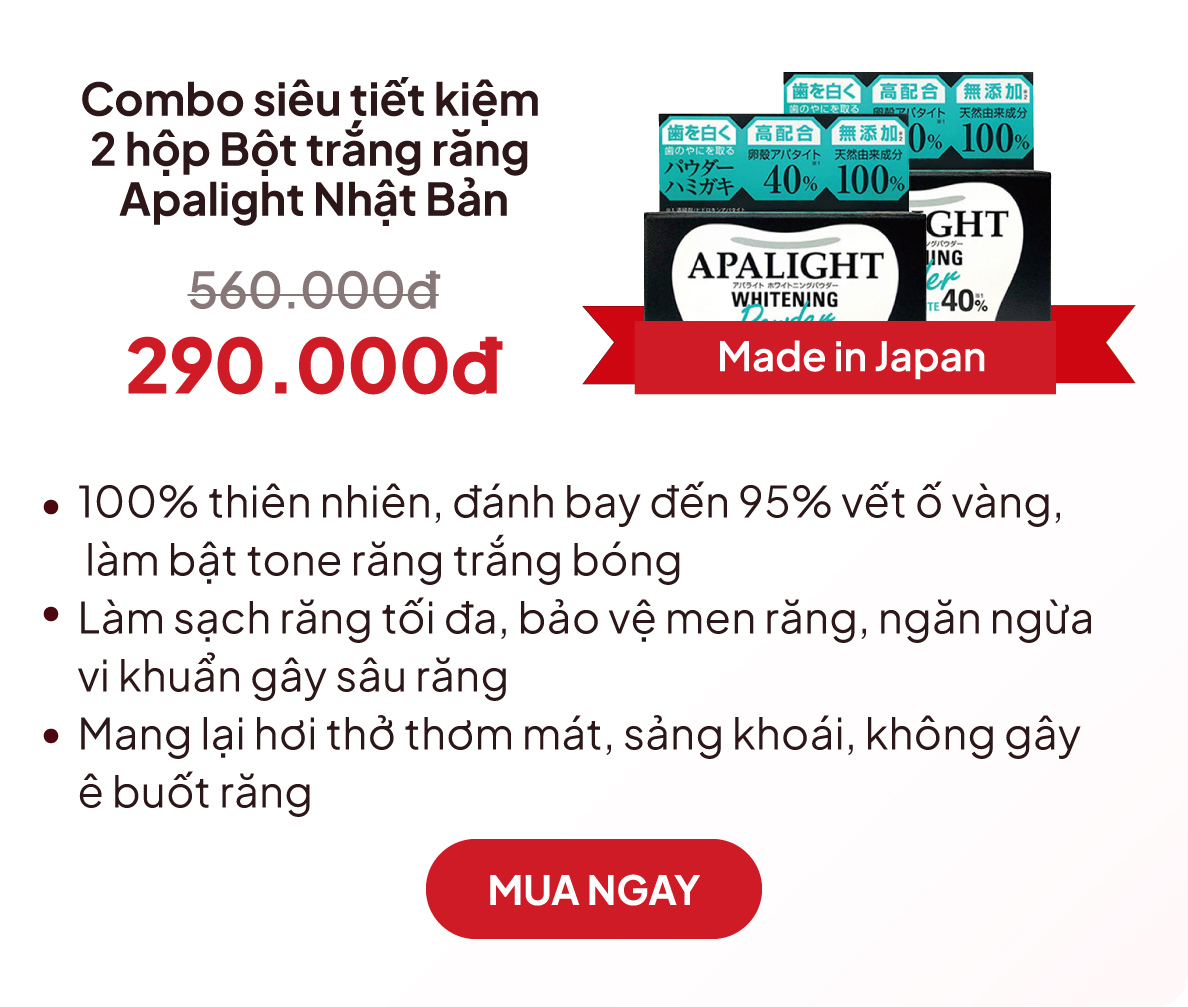 Combo siêu tiết kiệm 2 hộp Bột trắng răng Apalight Nhật Bản Brain Cosmos 26g